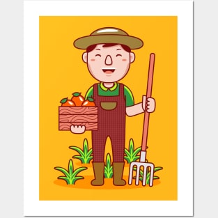 Cut Farmer Cartoon Posters and Art